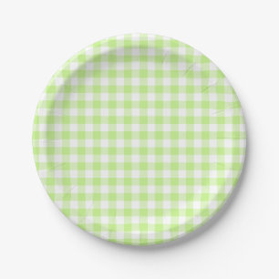 Assiettes En Carton Vichy Anis