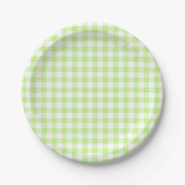 Assiettes En Carton Vichy Anis (Devant)