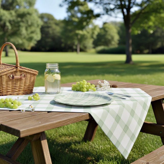 Assiettes En Carton Vichy vert sauge clair (Créateur téléchargé)