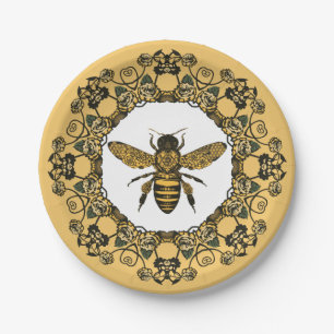 Assiettes En Carton Victorian Bee Honey Étiquette Personnaliser le pl