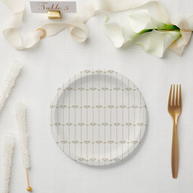 Assiettes En Carton Victorian Botanical Traditional Stripes (Mariage)