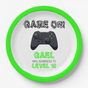 Assiettes En Carton Vidéo verte Jeu Camion Anniversaire