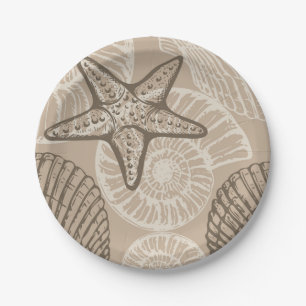 Assiettes En Carton Vie marine côtière étoiles de mer et coquilles en 