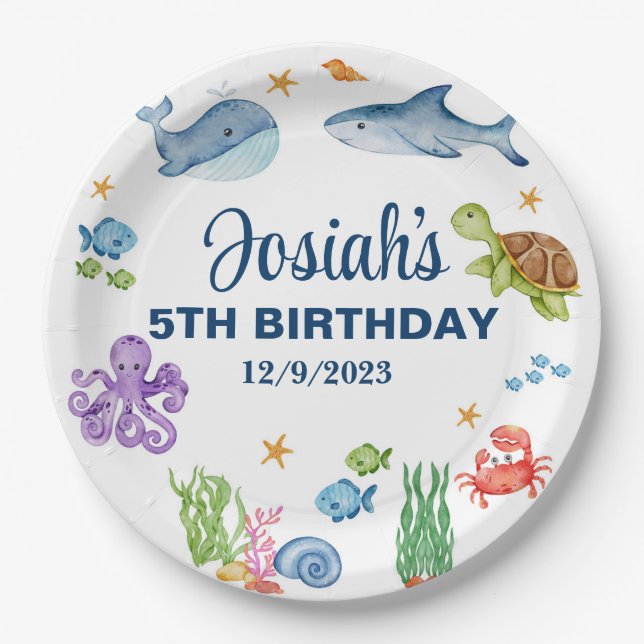 Assiettes En Carton Vie marine, vie marine, plaques d'anniversaire gar (Devant)