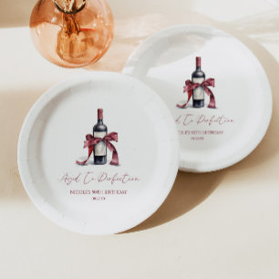 Assiettes En Carton Vieilli à la perfection Bow Anniversaire Vin Rouge
