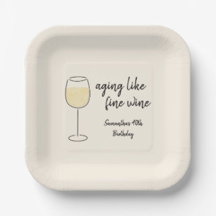 Assiettes En Carton Vieillir Comme Vin Fin Vin Blanc Verre Anniversair