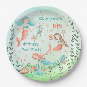 Assiettes En Carton Viens À Ma Fête De La Piscine D'Anniversaire