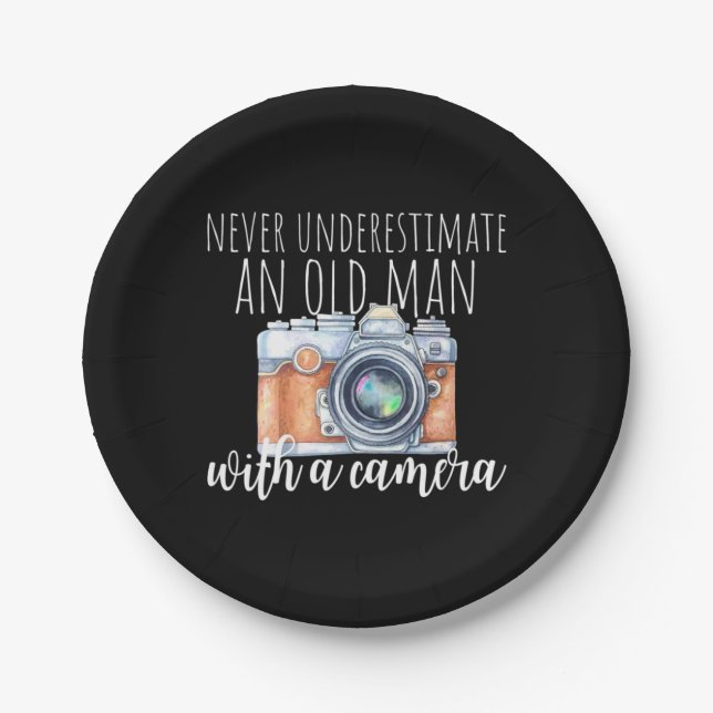 Assiettes En Carton Vieux Homme Avec Caméra (Devant)