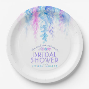Assiettes En Carton Vigne d'aquarelle fleurie bleu violet douche nupti