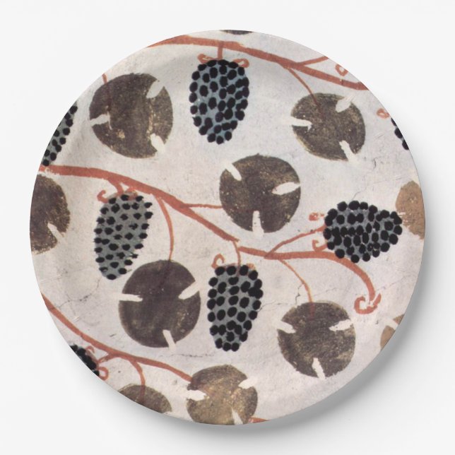 ASSIETTES EN CARTON VIGNES ET RAISINS DE VIGNOBLE ÉGYPTIEN ANTIQUE  (Devant)