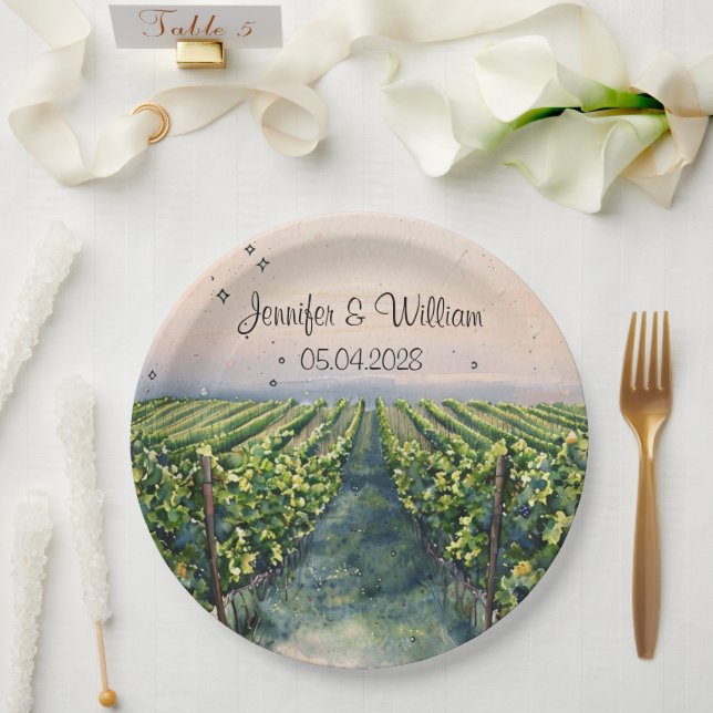 Assiettes En Carton Vignoble rustique Destination Italie Mariage (Mariage)