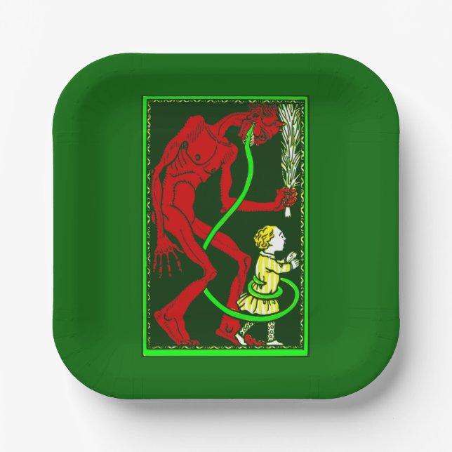 Assiettes En Carton vilain Noël krampus enfant victorien (Recto)