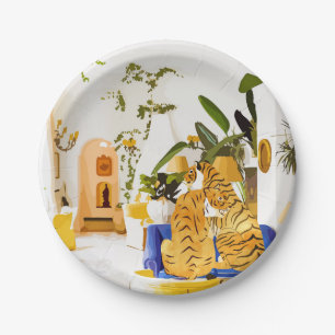 Assiettes En Carton Villa de la réserve de tigre Jungle tropicale bo