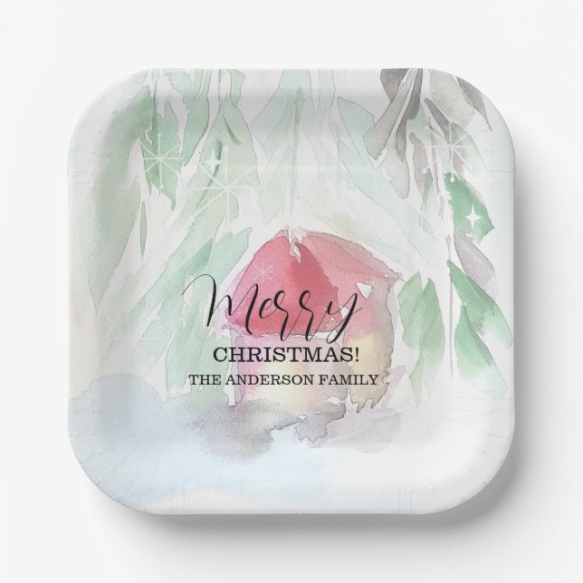 Assiettes En Carton Village de campagne Noël blanc (Recto)