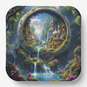 Assiettes En Carton Village miniature de fantaisie mignon. Parfait com