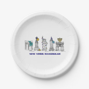 Assiettes En Carton Ville de New York Photographies Hanoukka NYC Chanu