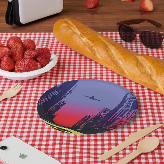 Assiettes En Carton Ville Urbaine À Dusk (Créateur téléchargé)