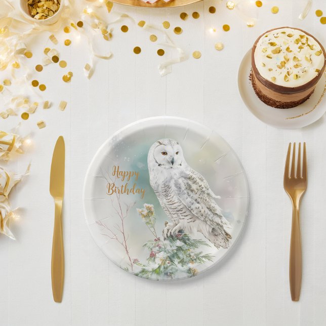Assiettes En Carton Villes d'hiver Owl - fête d'anniversaire - (Créateur téléchargé)