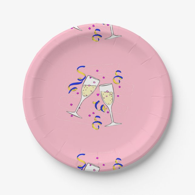 Assiettes En Carton vin jaune rose (Devant)