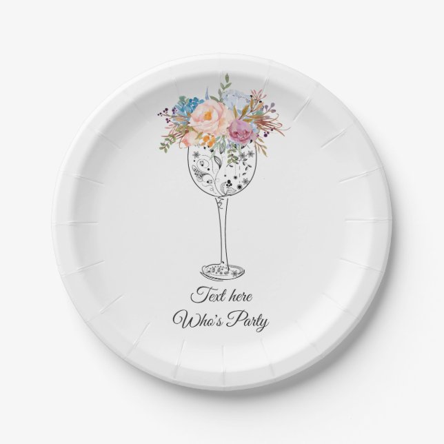 Assiettes En Carton vin rouge, anniversaire adulte, mariage, Plaque de (Devant)
