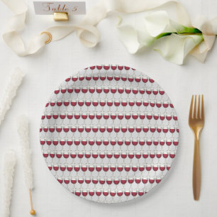 Assiettes En Carton Vin rouge Verre Cocktail Party Vignoble