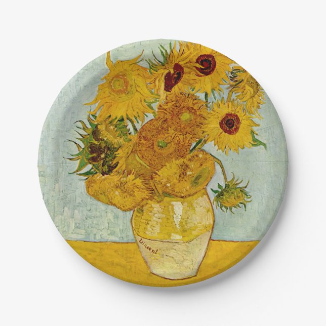 Assiettes En Carton Vincent Van Gogh 12 Tournesols Impressionniste (Devant)