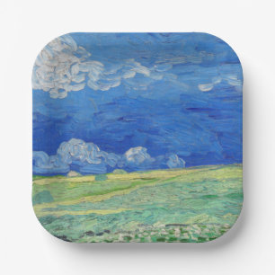 Assiettes En Carton Vincent van Gogh - Champs de blé sous nuages orage
