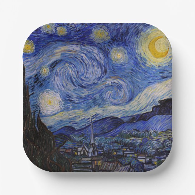 Assiettes En Carton Vincent Van Gogh - La nuit étoilée (Recto)