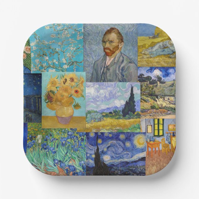 Assiettes En Carton Vincent Van Gogh - Masterpieces Patchwork (Recto)