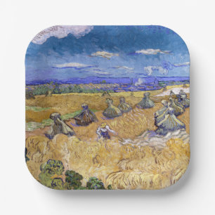 Assiettes En Carton Vincent van Gogh - Meules de blé avec des moissonn