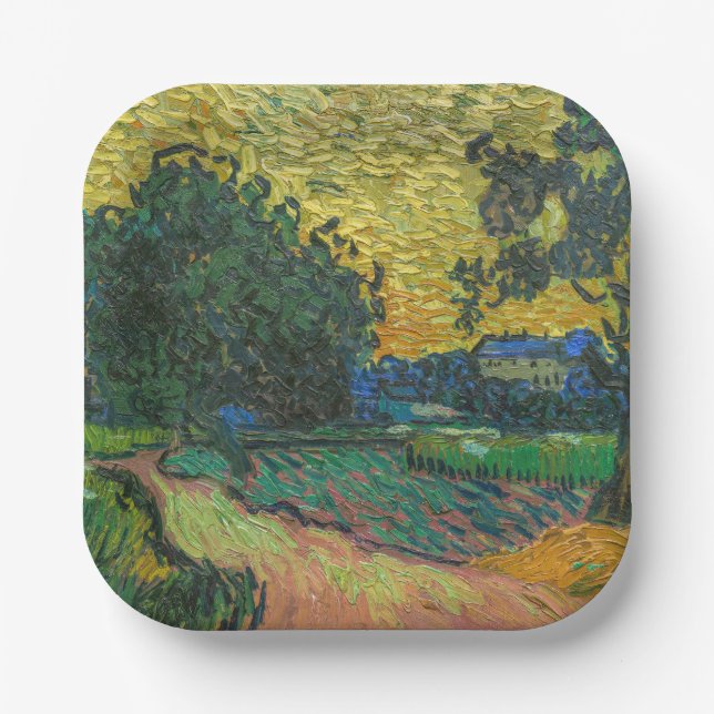 Assiettes En Carton Vincent van Gogh - Paysage à Twilight (Recto)