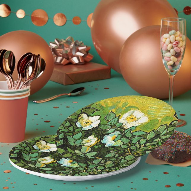 Assiettes En Carton Vincent van Gogh - Roses sauvages, (Multi)