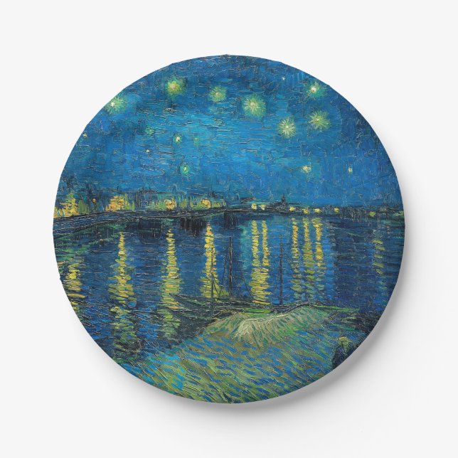 Assiettes En Carton Vincent Van Gogh Starry Night Over the Rhone (Devant)