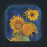Assiettes En Carton Vincent van Gogh - Vase avec cinq tournesols<br><div class="desc">Vase avec cinq tournesols - Vincent van Gogh,  Huile sur toile,  août 1888</div>