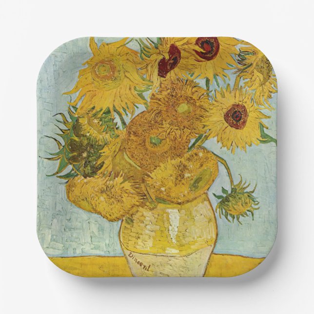 Assiettes En Carton Vincent Van Gogh - Vase avec douze tournesols (Recto)