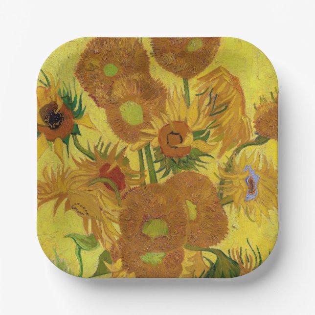 Assiettes En Carton Vincent van Gogh - Vase avec quinze tournesols (Recto)