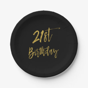 Assiettes En Carton Vingt-et-unième anniversaire de Gold Foil