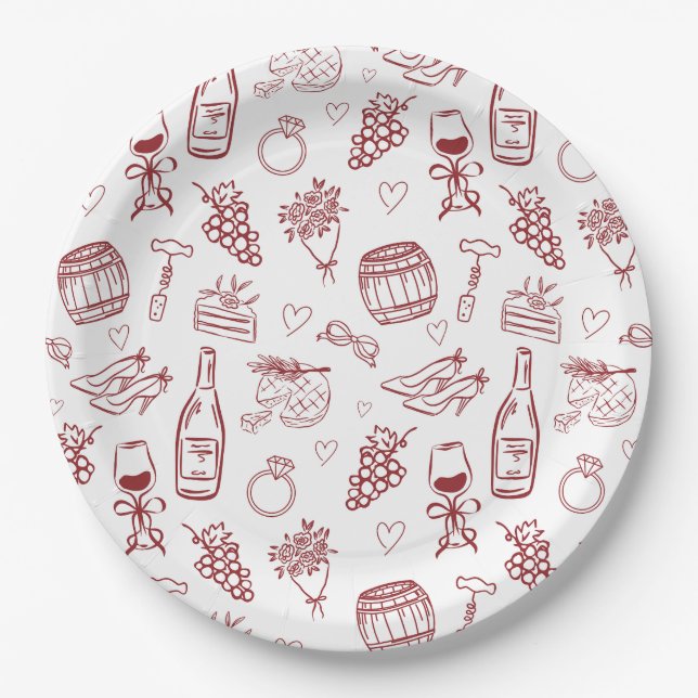 Assiettes En Carton Vino Before Vows Burgundy Bridal Shower (Devant)