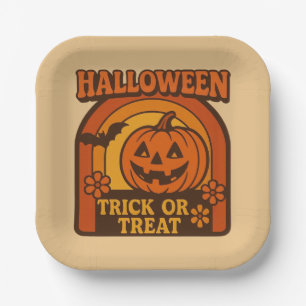 Assiettes En Carton Vintage 1970 Trick or Treat Halloween
