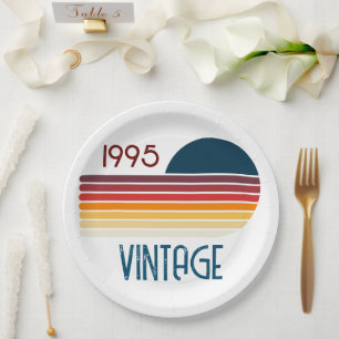 Assiettes En Carton Vintage 1995 Retro Stripe Sun 30e anniversaire