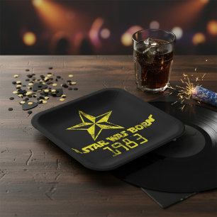 Assiettes En Carton Vintage A Star Est Né 1983 Yellow Star