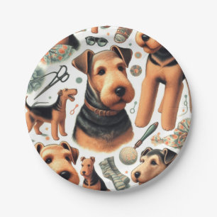 Assiettes En Carton Vintage Airedale Terrier sans fil