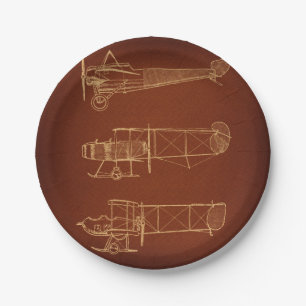 Assiettes En Carton Vintage Airplanes Classic Plane Art