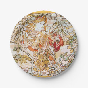 Assiettes En Carton Vintage alphonse mucha déesse