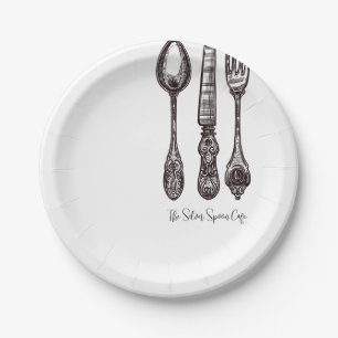 Assiettes En Carton Vintage Argent Ornate Artisan Classic Food