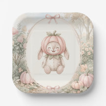 Vintage Autumn Pumpkin Baby Shower Paper plates