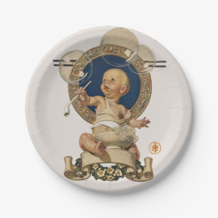 Assiettes En Carton Vintage Baby Bubbles par J.C. Leyendecker Nursery