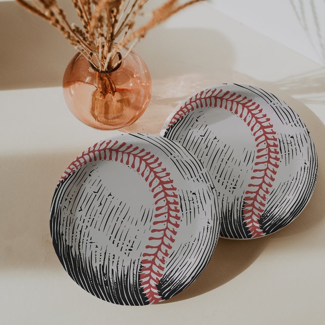 Assiettes En Carton Vintage Baseball Birthday (Vintage Baseball Birthday Paper Plates)