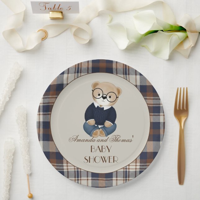 Assiettes En Carton Vintage Bear Baby Shower  (Mariage)