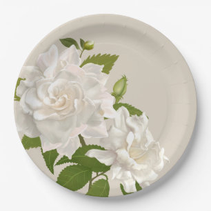 Assiettes En Carton Vintage Botanique Gardenia Floral